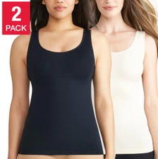 Yummie Shaping Seamless Tank Tops, 2-pack Black + Nude Tummy Shaping Panel L/XL