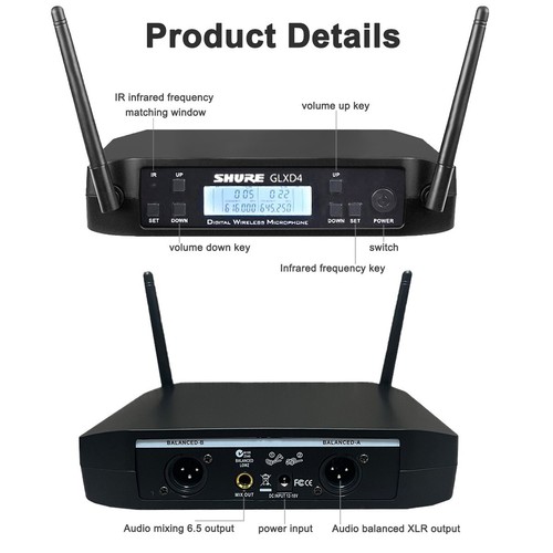 Shure GLXD4 Vocal Dual Channel Wireless Microphone System UHF Handheld Cordless - Picture 7 of 7
