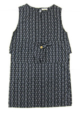 No Mad 100% Cotton Black White Asian Pocket Tank Apron Open Sides Dress Large