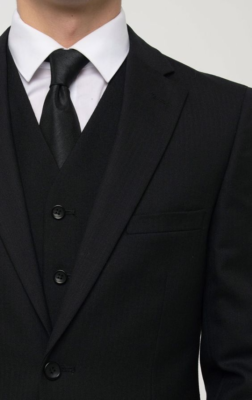 BLACK FUNERAL SUIT 2 PIECE JACKET TROUSERS MASONIC MASONS HERRINGBONE PURE  WOOL | eBay