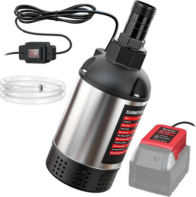 Cordless Submersible Water Pump Compatible with Milwaukee 18V Battery: 1268GPH B
