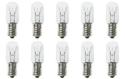 Box of 10 Bulbs 10T5-1/2 Clear 10 Watt 130 Volt E14 (SES) Base 130V 10W