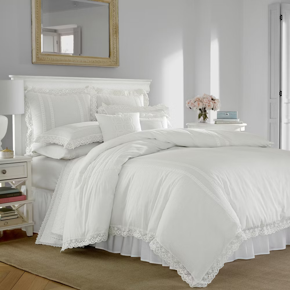 King Annabella Reversible Duvet Cover Set White - Stone Cottage