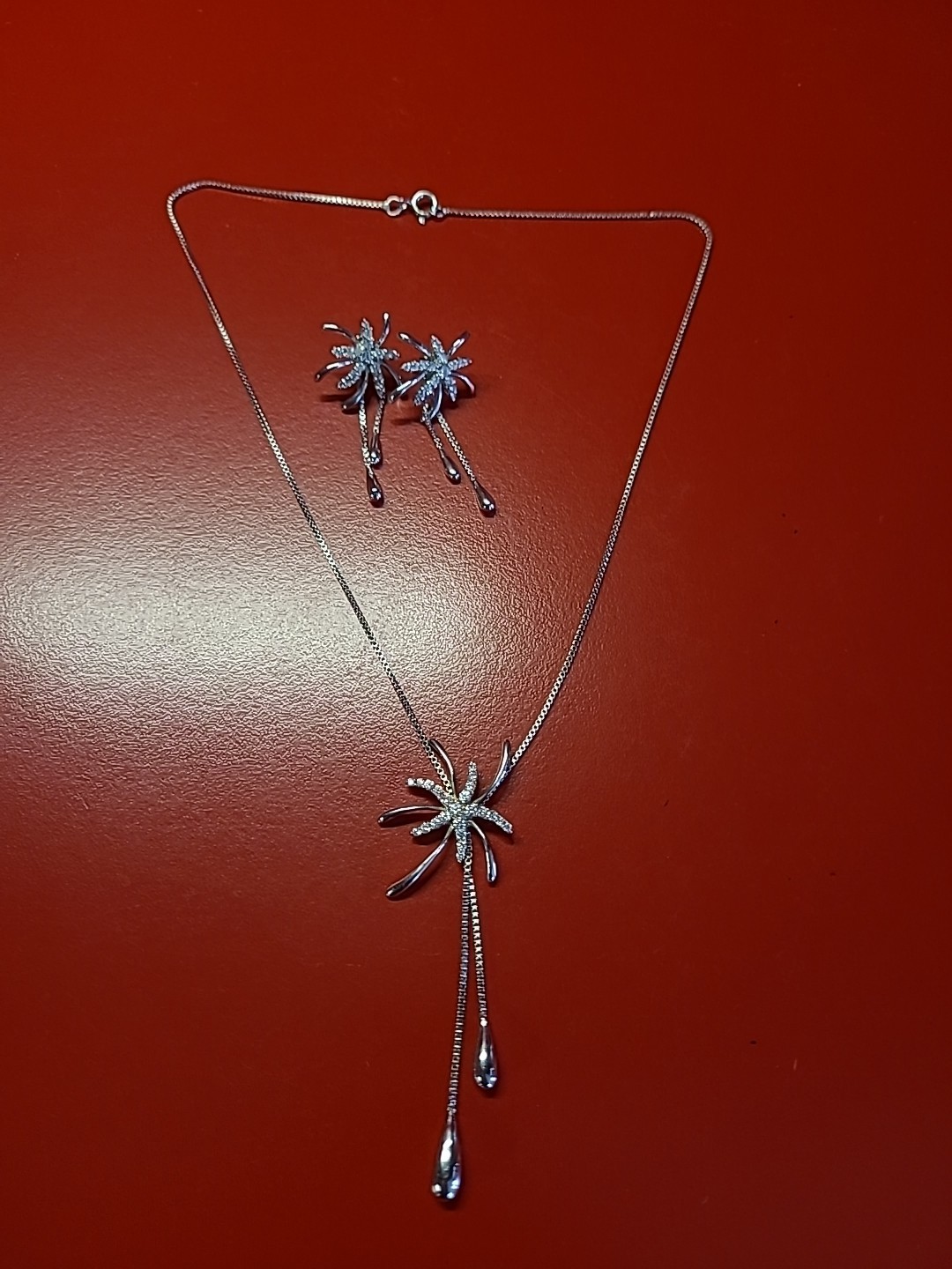 Beautiful Solid Silver Necklace and Earrings Jewe… - image 2