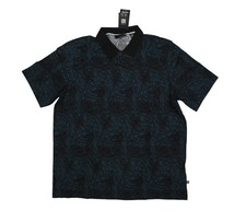Ted Baker Polo Shirt Mens Large Dark Blue SS Regular Printed Floral Cotton