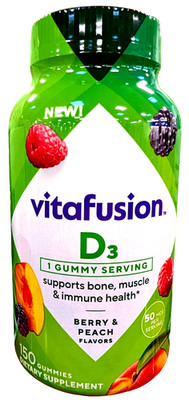 Vitafusion Vitamin D3 Gummy Vitamins Berry & Peach 150 Count EXP 02/2027