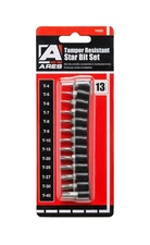70093-13-Piece Tamper Resistant Star Bit Set - S2 CNC'd Security Bits - Stora...