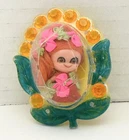 Vintage Liddle Kiddles Jewelry Flower Locket Pin And Tiny Doll Mattel