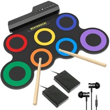 Electric Drum Set, 7-Pad Kids Electronic Drum Set with Headphone Included, Ro...