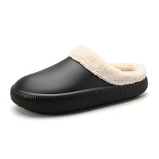 Woman FAUX FUR LINED SLIP ON COMFY WARM WINTER SLIPPERS MULES SHOES