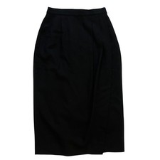 Vintage Y2K Talbots Black Wool Midi Skirt, Pencil, Straight, Faux Wrap, Size 10