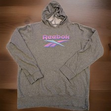 Reebok Womens Charcoal Grey Hoodie Top Size Small XL Teen on Item Lovely Logo