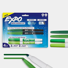Expo Mixed Marker Set Fine Tip Wet Erase & Dry Erase Markers, 4 Count