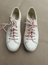 Keds Multi LGBT RAINBOW Stripe Beige Leather Platform Women 6.5 Sneaker WH67845