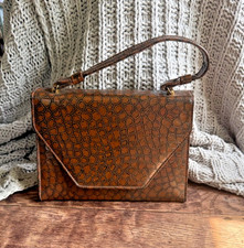 Vintage Mid Century Alligator Texture Leather Purse / Handbag