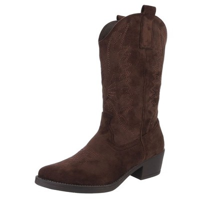 Damen Cowboyboots mit Reißverschluss Ital-Design 9999 in Dunkelbraun