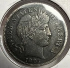 1901 Barber Dime 10C Silver Coin - VF Detail (U19)