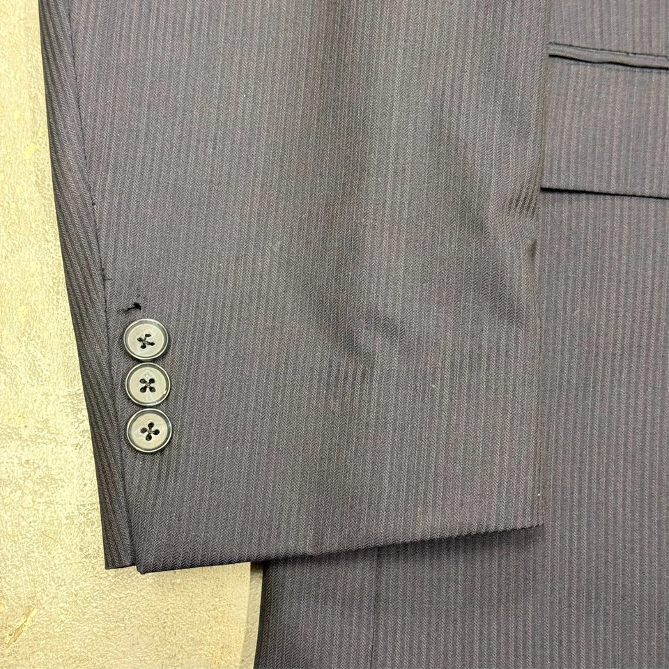 S. Cohen Suit 2pc Striped REDA 130s Wool Italy Navy Blue 46R 40x31 - Image 3 of 4