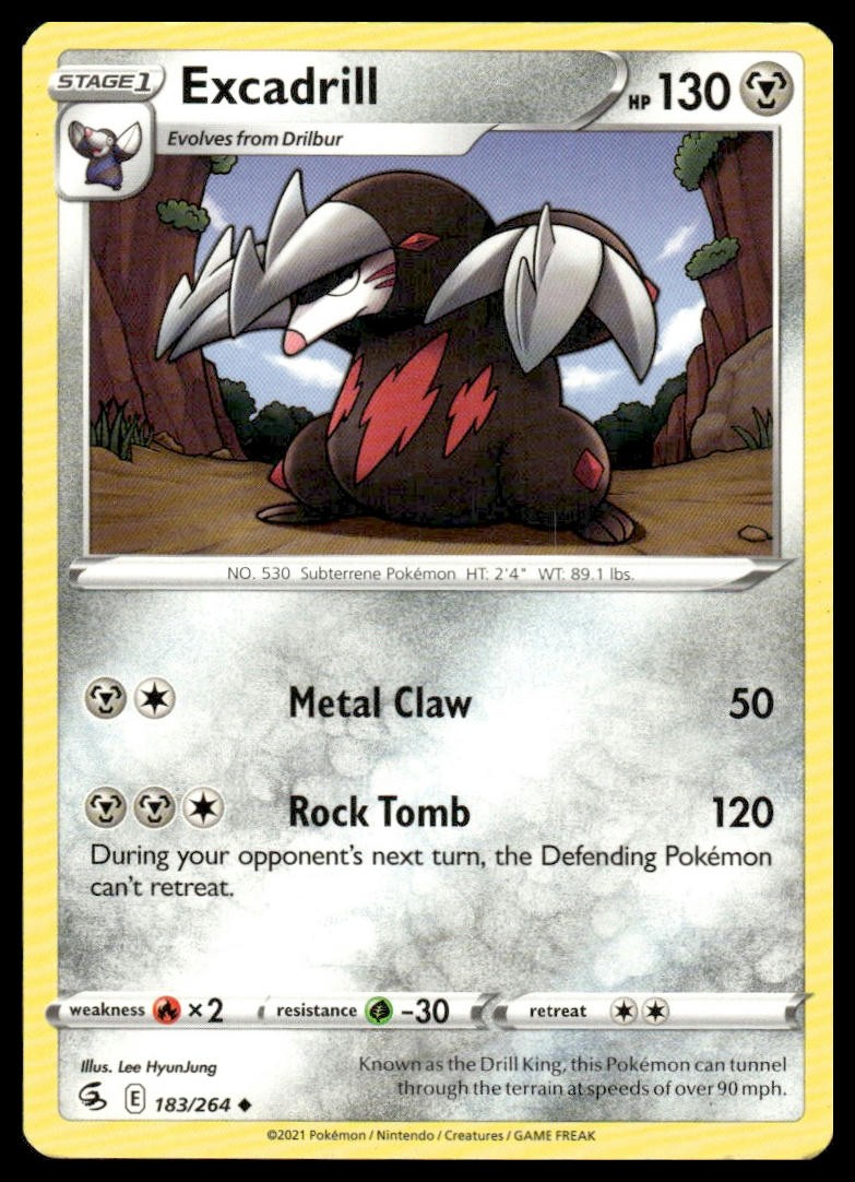 Excadrill 183/264 Uncommon Fusion Strike Pokemon Lightly Played