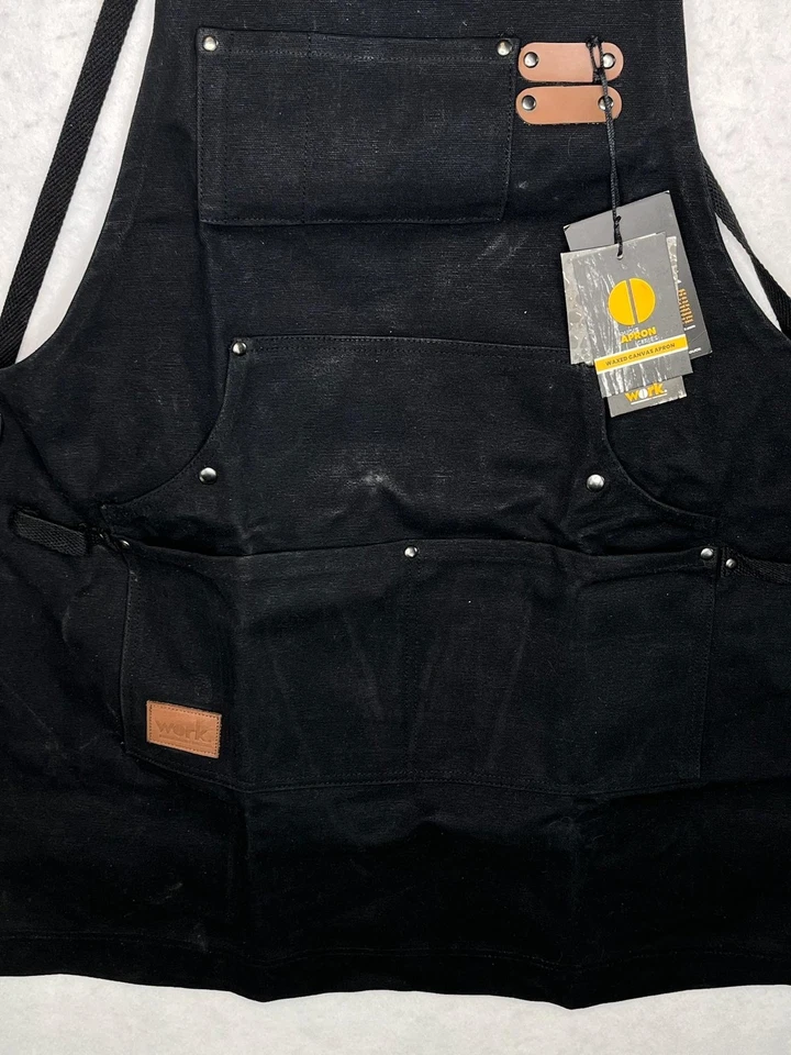 Wurk Waxed Canvas Work Apron Black Utility Tool Pockets Adjustable Mens Heavy - Image 4 of 4