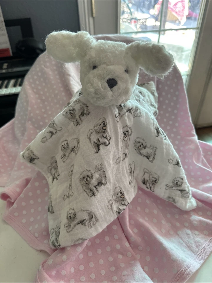 Manta de seguridad blanca para perros Mud Pie LOVEY HTF Bichón peinado bebé cachorro felpa suave! Foto 2 de 4