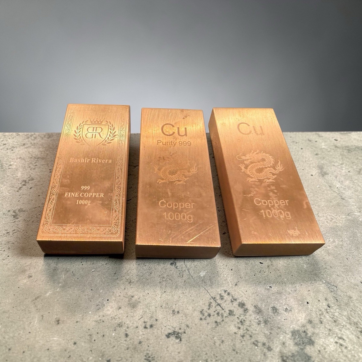 1kg Copper Bar Element Copper Bullion Bar .999 Fine Flat Ingot