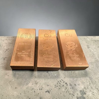 1kg Copper Bar Element Copper Bullion Bar .999 Fine Flat Ingot