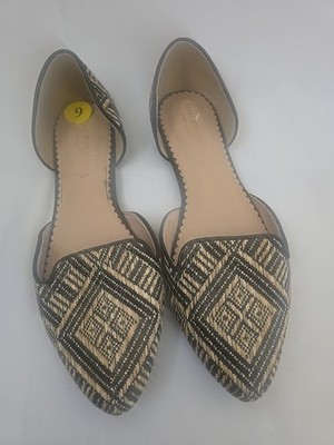Isaac Mizrahi New York Woven Aztec Print Point Toe Casual Vegan Flats Size Sz. 9