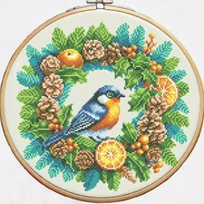 DIY Needlepoint KitWinter wreath Cross-Stitch Craft Set and beaded