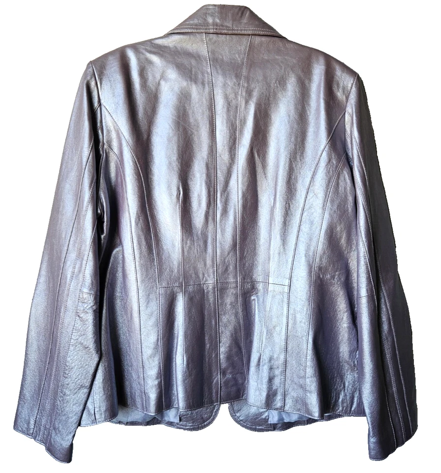 Chaqueta de Cuero Y2K Worthington LAVANDA METÁLICA Púrpura Claro BLAZER Estilo S de Colección Foto 4 de 4
