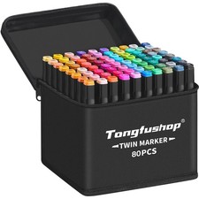 Alkohol Marker Set 80 Farben Dual-Tip Zeichenstifte Malen Zeichnen Manga Mang...