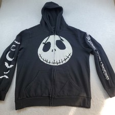 Disney Jack Skellington Hoodie The Nightmare Before Christmas Men's L Black Fle