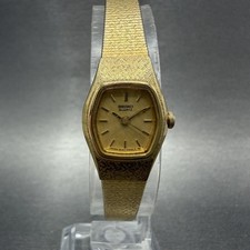 Seiko Watch Women 25mm Gold Dial Gold Tone Hexagon Vintage 2C21-5149 New Bat TZ0