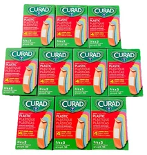 10 pack 500 - Curad 3/4" x 3" Neon Plastic Adhesive Bandages 4 Boxes - 500 Count