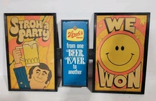 Stroh's Beer Sign  Stroh a party  - We Won  With Reversible Sides  Our next Tea