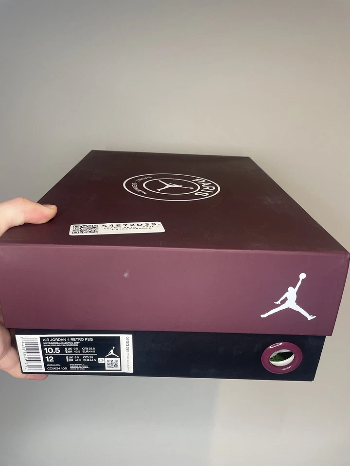 Talla 10.5 - Jordan 4 Retro x Paris Saint-Germain Burdeos 2020 Foto 3 de 4