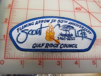 Gulf Ridge Council CSP collectible 2015 50th Flaming Arrow Scout Res. patch (rT)