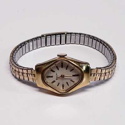 Vintage Bulova-17 Jewels-Gold Tone Mechanical-Ladies-Diamond  display picture 3