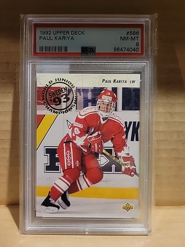 1992 Upper Deck World Juniors #586 PAUL KARIYA Rookie Card RC PSA 8 NM-MT