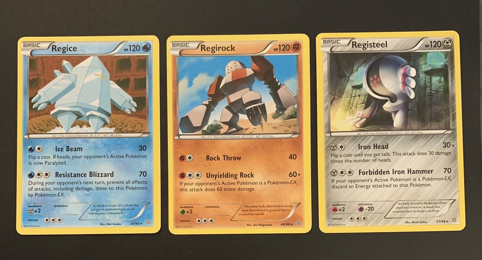 Ancient Origins Registeel 51/98 Regice 24/98 Regirock 40/98 Non Holo Rare LP