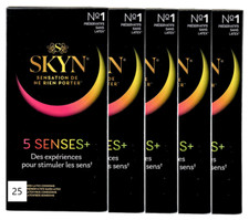 SKYN 5 Senses Latexfreie Kondome dünn gefühlsecht genoppt aromatisiert 25 Stk