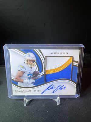 2023 Immaculate Premium Patch Autographs AUSTIN EKELER 3 COLOR ON CARD AUTO /99