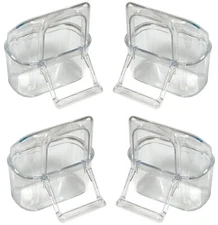 Lot-4 Clear Plastic Feeder Hook Cups For Bird Cage With Spring Lock Feeder Door
