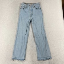 Levi's Premium Ribcage Straight Ankle Jeans 25 26x26 Blue Women's Flaw Light