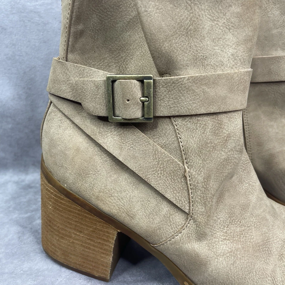 Korks Kork-Ease Faux Suede Marci II Natural Stacked Heel Boots In Tan Size 11 - Image 2 of 4
