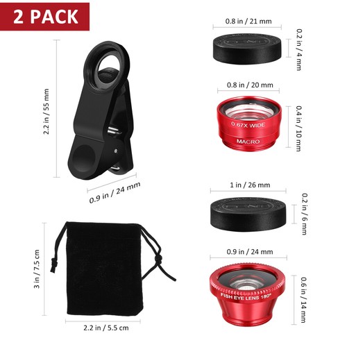 Mobile Phone Lens Set Wide Angle & Macro Fish Eye Camera Universal Clip - 第 5/12 張圖片