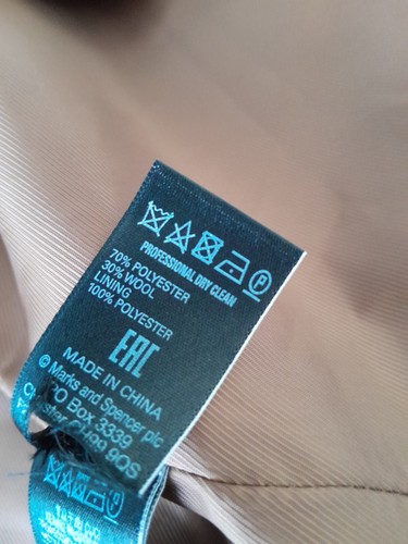 M&S COLLECTION - Wool Mix Mid Length CAMEL MIX Coat Size 18 - Picture 13 of 13