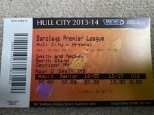 Hull City v Arsenal Away Match Ticket 2013/14 Premier League Match