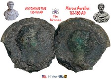 Ancient Roman Empire Coin Tin bronze Denarius Marcus Aurelius honor A PIUS#30578