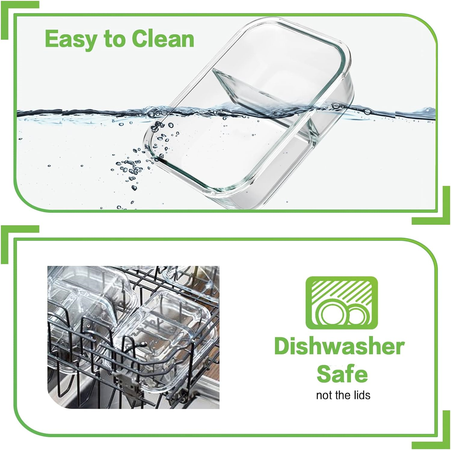 10 Pack Glass Meal Prep Containers 2 Compartment Glass Food Storage